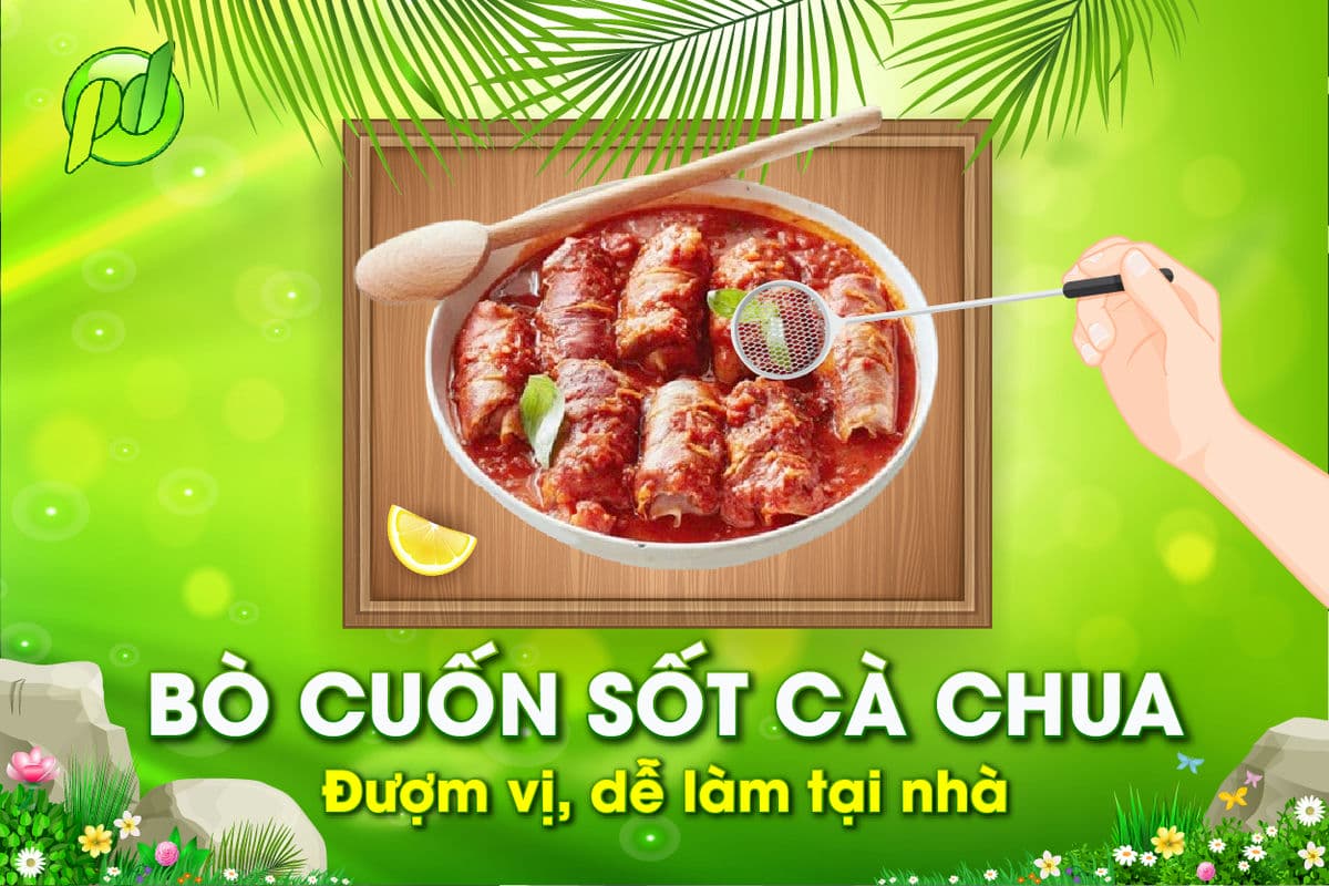 Bò cuốn sốt cà chua