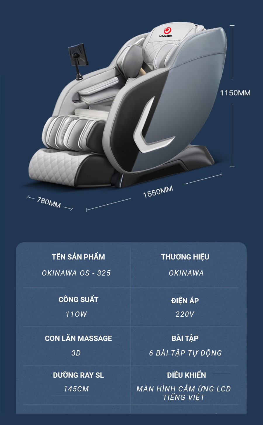 ghế massage okinawa 325 brow