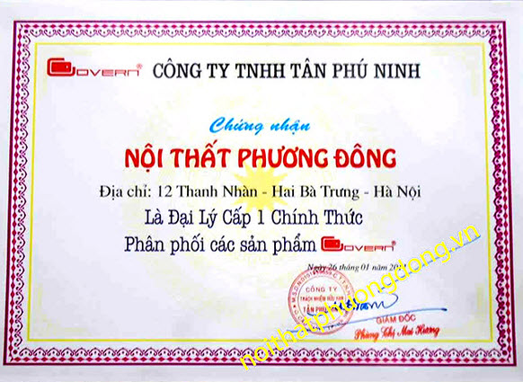 giấy chứng nhận Bếp Phương Đông 